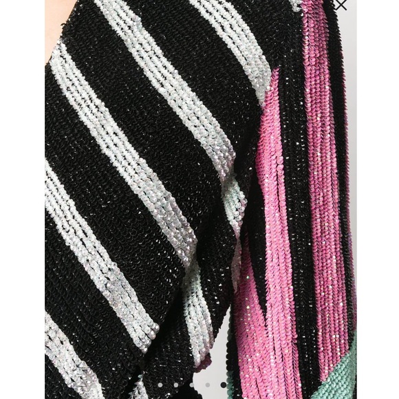 Retrofete Colourblack Stripes Sequin Wrap Dress - Picture 11 of 12